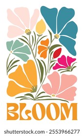 Bloom slogan with floral daisy illustration. Perfect for T-shirt graphic, posters and stickers.