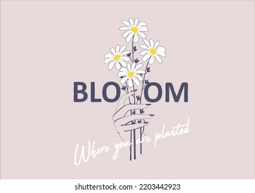 bloom stay positive. daisy lettering design choose happy margarita lettering decorative fashion style trend spring summer print pattern positive quote,stationery,motivational,inspiration