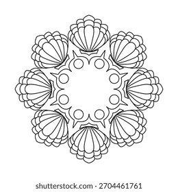 Página de libro para colorear de mandala de diseño de textura de flor