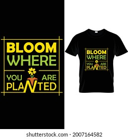 Bloom Where You are Plantation T shirt diseño oscuro y simple vector gráfico