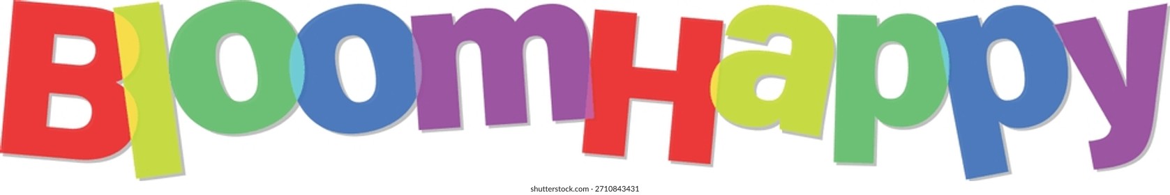 Arte de texto multicolor Bloomhappy aislado en archivo de Imagen de fondo transparente