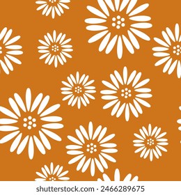 Blooming Abstract Daisy Floral Seamless pattern