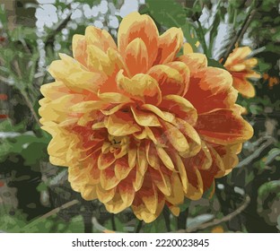 Blooming Beautiful Orange flower vector illustration watercolor template