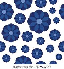 Blooming Blues: Elegant Floral Geometric Pattern