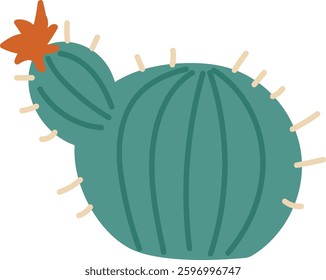 Blooming Cactus Handdrawn Vector Illustration