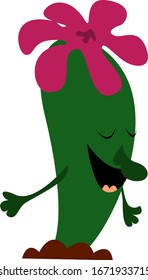 Blooming cactus, illustration, vector on white background.