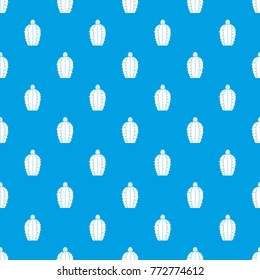 Blooming cactus pattern repeat seamless in blue color for any design. Vector geometric illustration