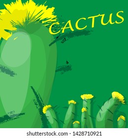 blooming cactus, stylish concept in green