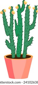 blooming cactus. Vector illustration. House plant in a pot.