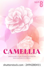 Blooming camellia illustration design template