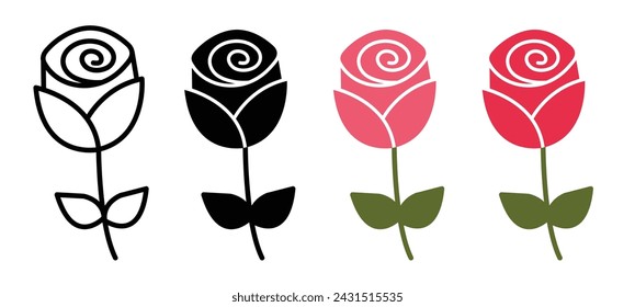 Blooming Camellia Line Icon. Floral Elegance Icon in Outline and Solid Flat Style.