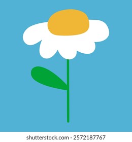 Blooming chamomile. Flat design. Illustration for greeting cards. 