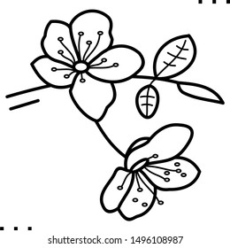 Blooming cherry icon in outline style
