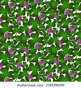 Blooming clover in a pattern.Vector seamless pattern with blooming clover on a transparent background.
