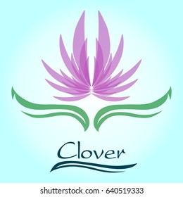 blooming clover. Stylized symmetric icon sign in color
