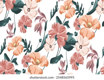 Blühende bunte Blume nahtlose Muster