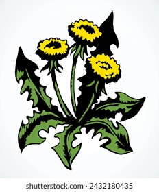 Blooming dandelion. Vector drawing icon