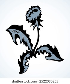 Um dente-de-leão florescente. Ícone de desenho de vetor
