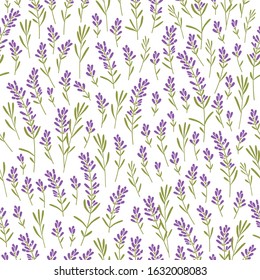 Blooming field of lavender seamless pattern. Plant background for fashion, wallpapers, print, textile, covers, surface. Vector.