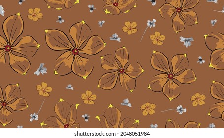 Blooming floral meadow seamless pattern. Plant background for fashion, wallpapers, print.Trendy floral design
