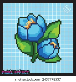 blooming flower art in 8 bit pixel style