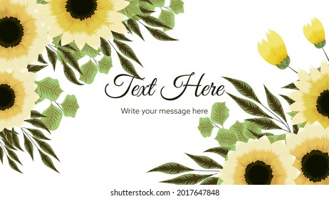 Blooming flower background template with place for your text. floral elements, leaves, vines suitable for web, banners, posters, social media, apps, design and internet ads, Vector Illustration