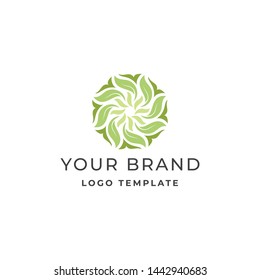 Blooming Flower or Circle Leaf Logo Template