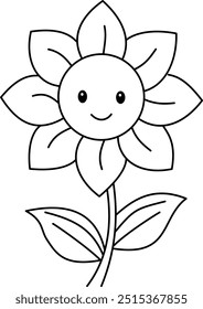 Blooming flower so cute for design coloring book