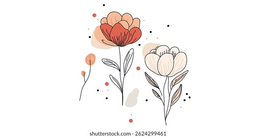 blooming flower duo, vector illustration