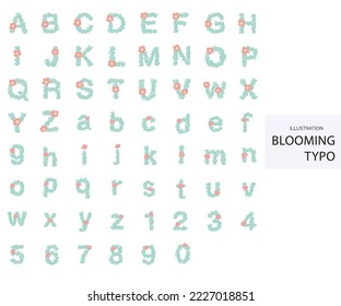 Blooming Flower font typo design element