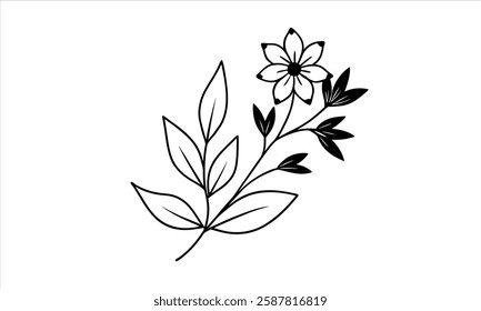 Blooming Flower: Graceful Line Art