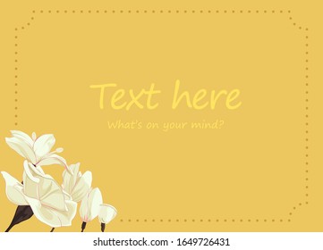 Plantilla vectorial de tarjeta de felicitación floral en flor, espacio para texto, espacio para palabra, fondo