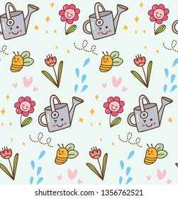 Blooming flower in kawaii style background