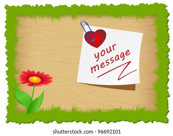 Blooming flower with leaf of natural grass frame