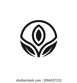 Blooming Flower Leaves Simple Logo Design