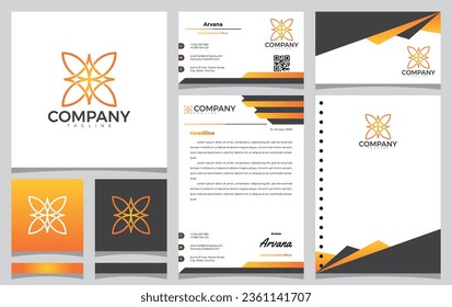blooming flower logo design in monoline style