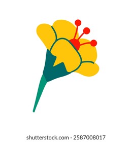 Blooming flower on a white isolated background. Hand draw vector floral illustration