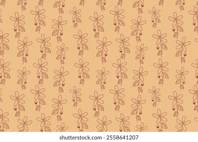 Blooming flower outline abstract seamless repeat pattern