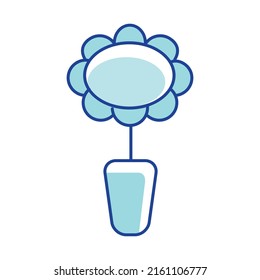 Blooming flower in pot semi flat color vector element. Full sized object on white. Houseplant care. Home decoration simple cartoon style illustration for web graphic design and animation