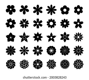 Blooming flower silhouette vector. Simple flowers for a beautiful decoration