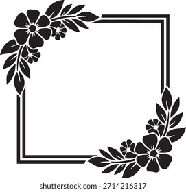 Marco cuadrado de flor floreciente – Diseño decorativo de Vector floral