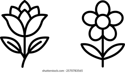 "Blooming Flower Vector Icon Set: Elegant and Vibrant Designs for Nature and Spring Themes"