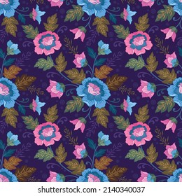 Blooming flowers design seamless pattern for fabric  textile  wallpaper.