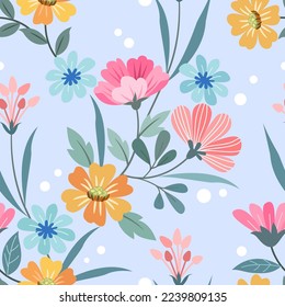 Blooming flowers design seamless pattern. This pattern canbe use for fabric  textile  wallpaper.