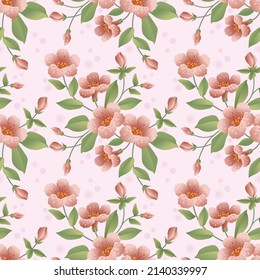 Blooming flowers and green leaf seamless pattern for fabric  textile  wallpaper