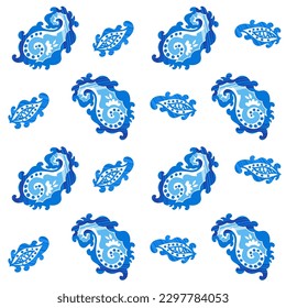 Blooming flowers with leaves and foliage, composition with vintage vegetation and stems ornamental motif. Floral design. Seamless pattern, wallpaper print or background. Vector in flat style