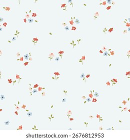 blooming flowers and leaves seamless pattern , vector , illustration
