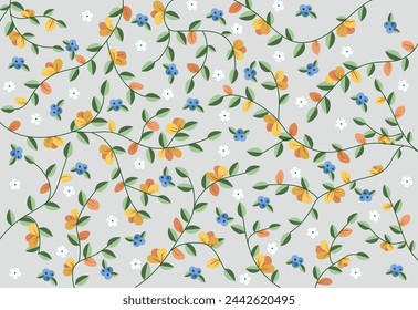 Blooming  flowers natural pattern background.