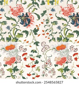 Blooming flowers pattern vintage style
