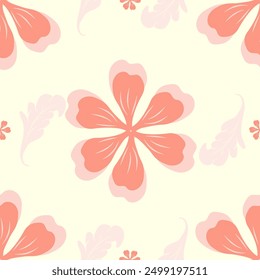 Blooming Flowers Petals and Leaves Classy Damask Pattern. Elegance Seamless Florals Background. Sunset Summer Breeze Wind Blow Feeling Design for Wallpaper Decoration Fabrics Textile Haute Couture 